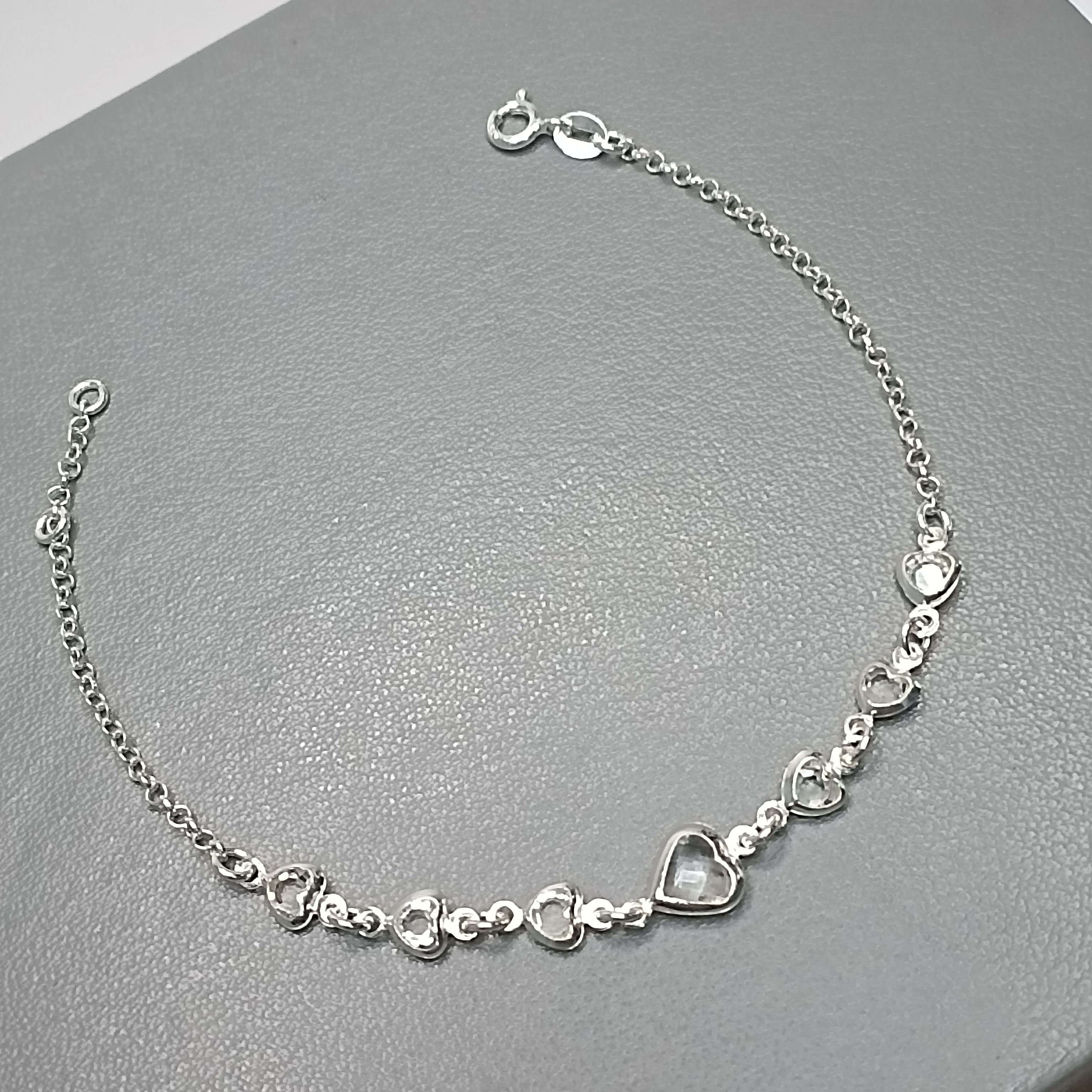 Pulseira 7 Zirconias Coração Mosaico 1 Grande Meio #MD1