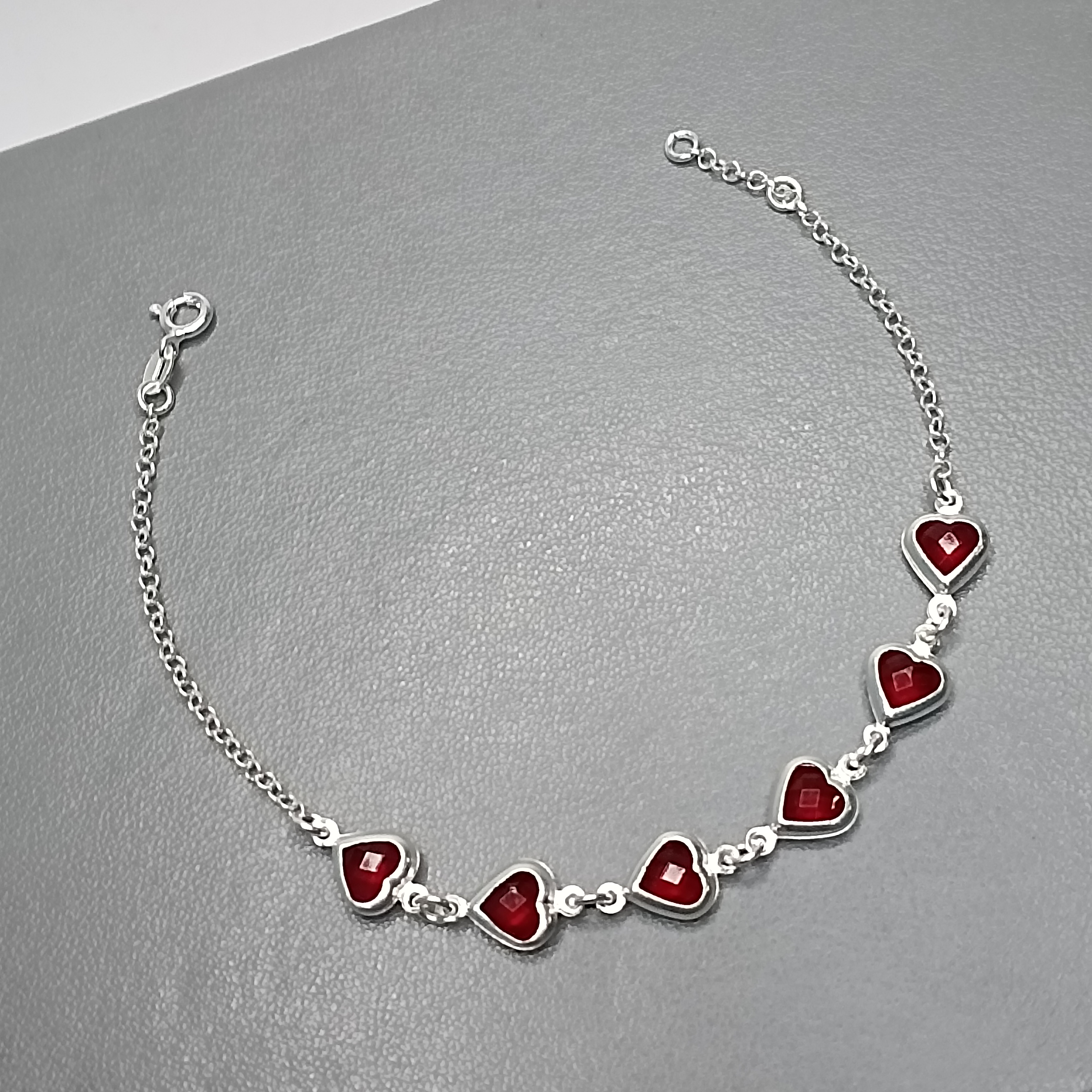 Pulseira 6 Zirconia Coração Vermelho Mosaico Meio #PU-19