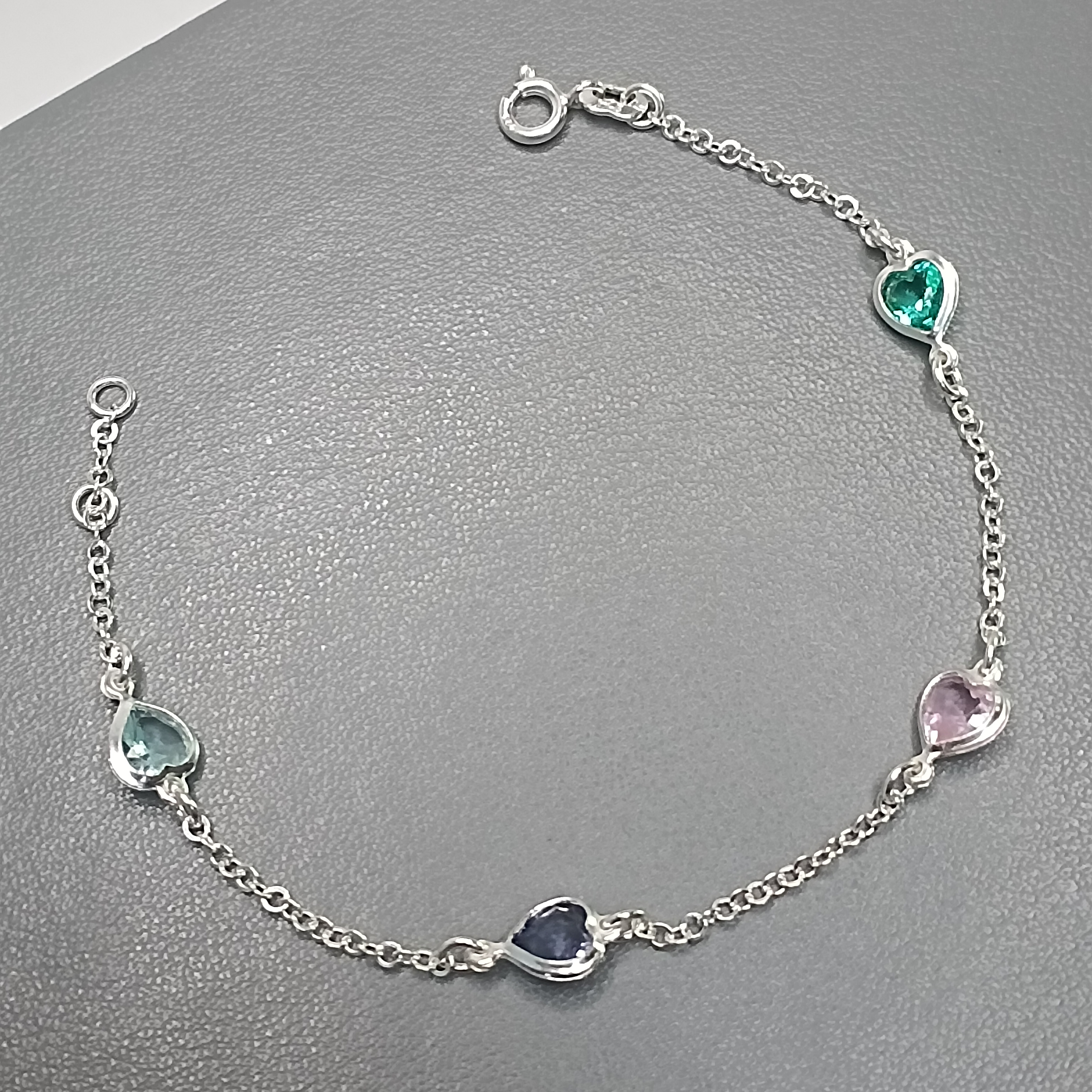 Pulseira 4 Zirconia Coração Color Fio VVRA #PU-14