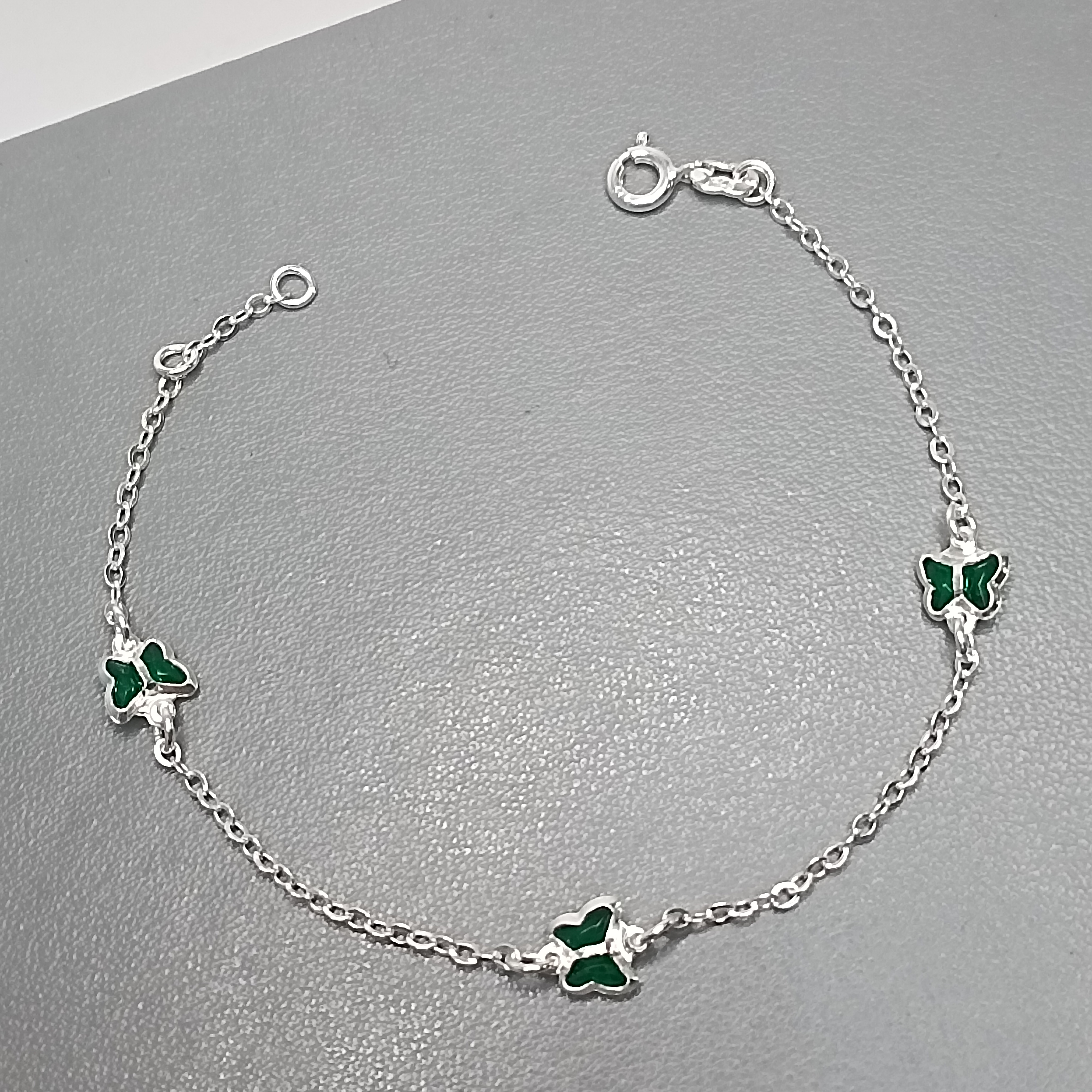 Pulseira 3 Borboleta Zirconia Verde Fio #PU-32