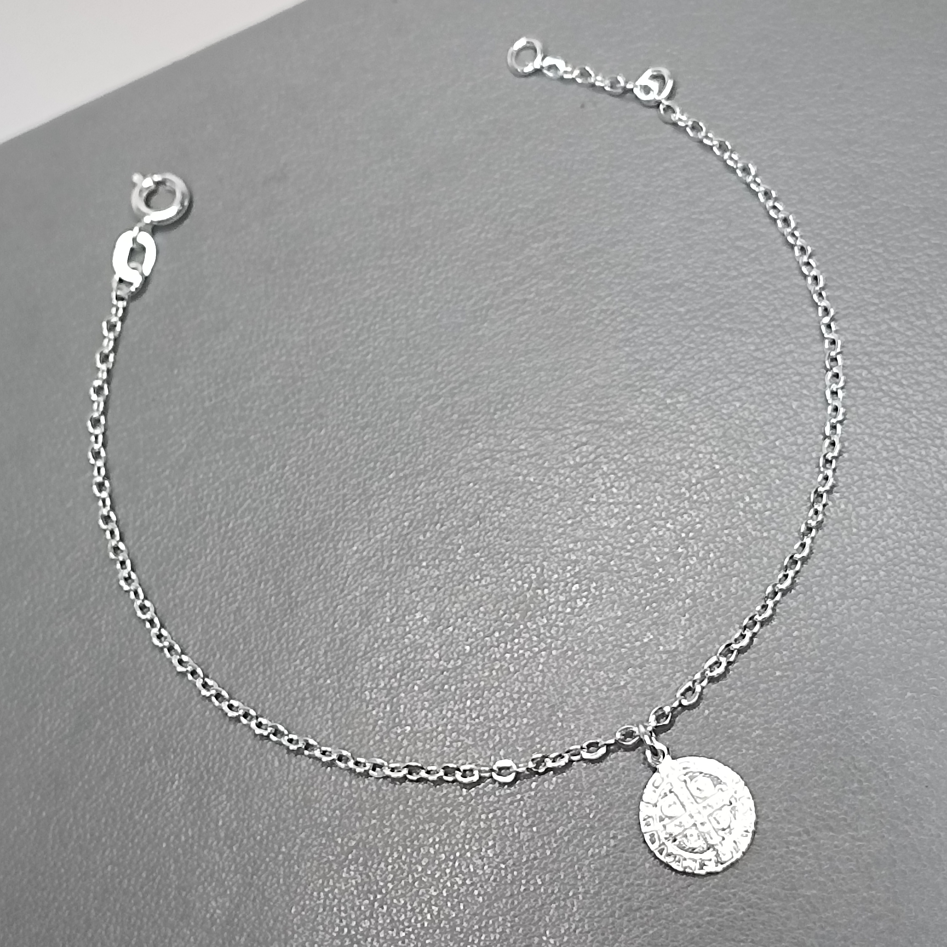 Pulseira Montagem Medalha São Bento Meio Pendente #PU-129