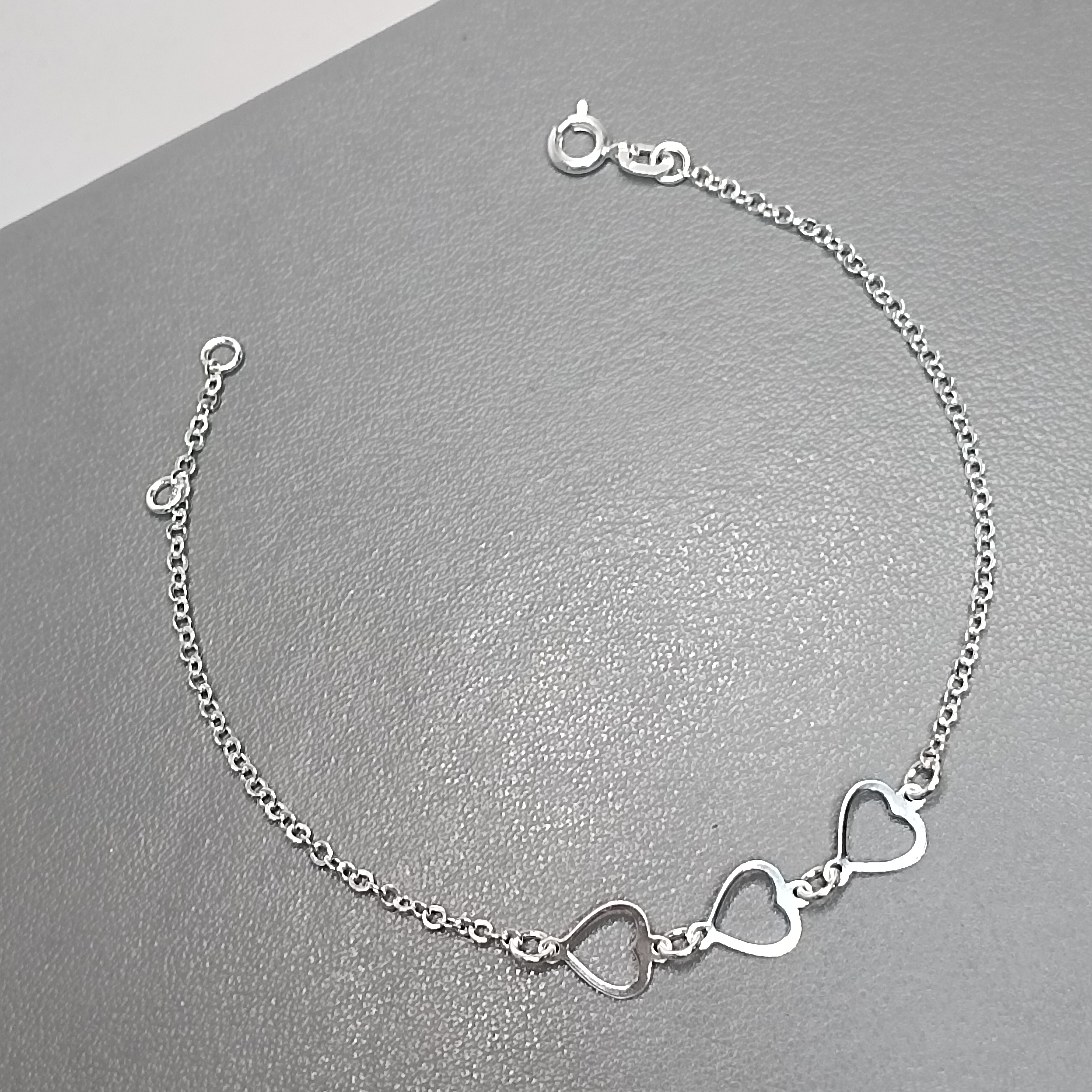 Pulseira Montagem 3 Corações Vazados Meio #PU-145