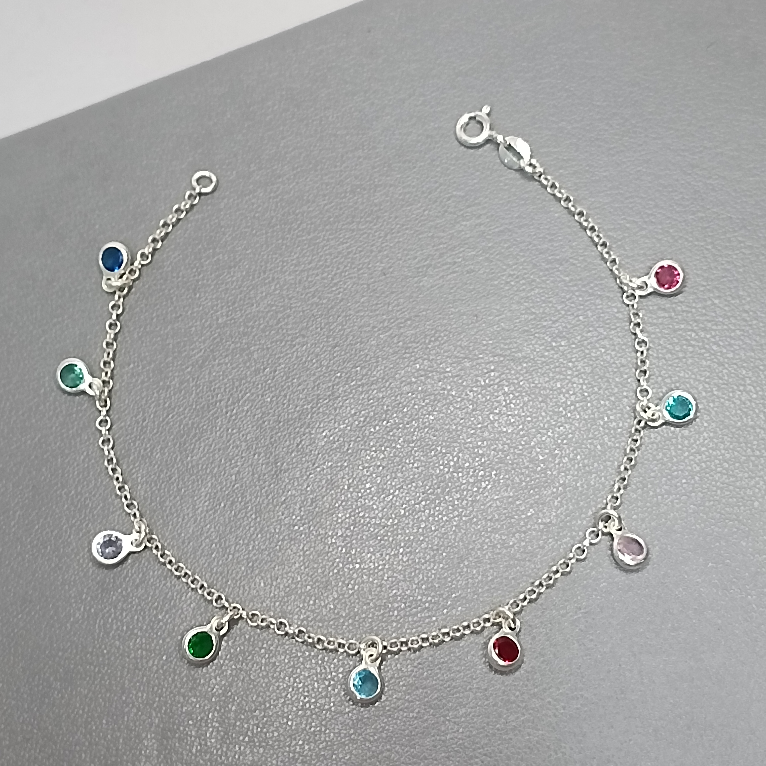 Pulseira 9 Zirconias Color Pendente fio PVRVAVLVA #PU-37