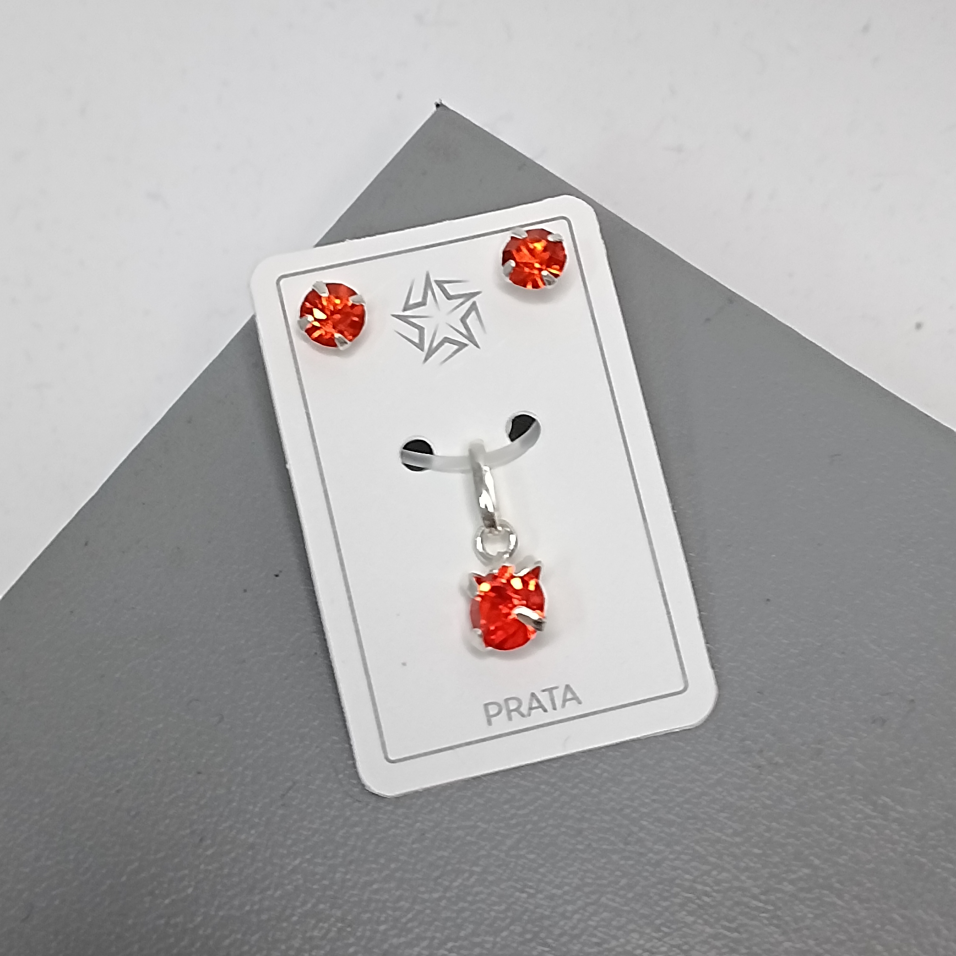 Conjunto Tradicional Zirconia Laranja #CJ1-13
