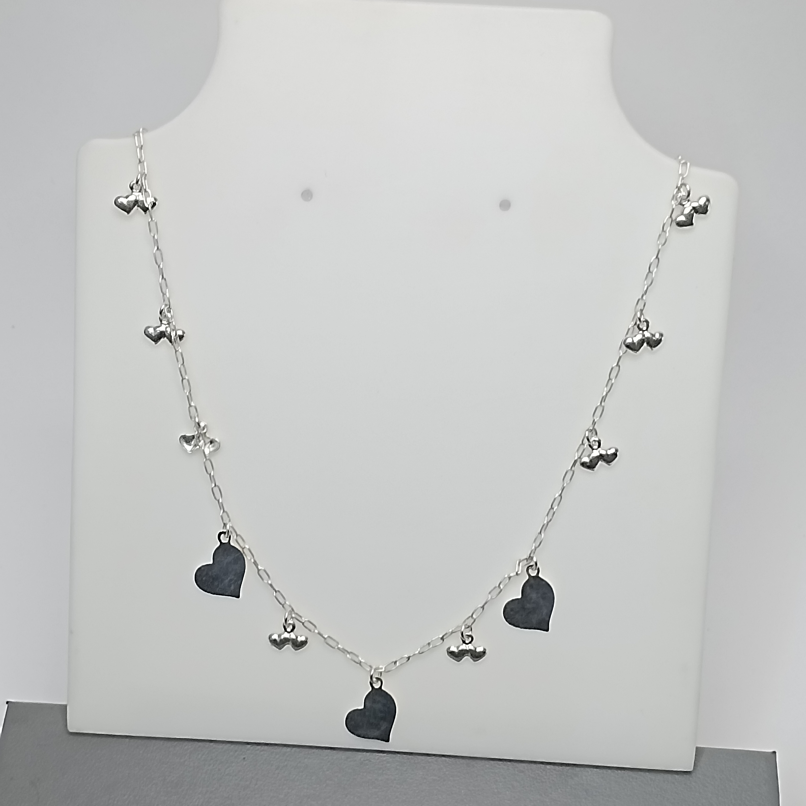 Gargantilha Montagem Choker Coração Chapinha Com Corações Duplo Pendentes Fio #G2-03