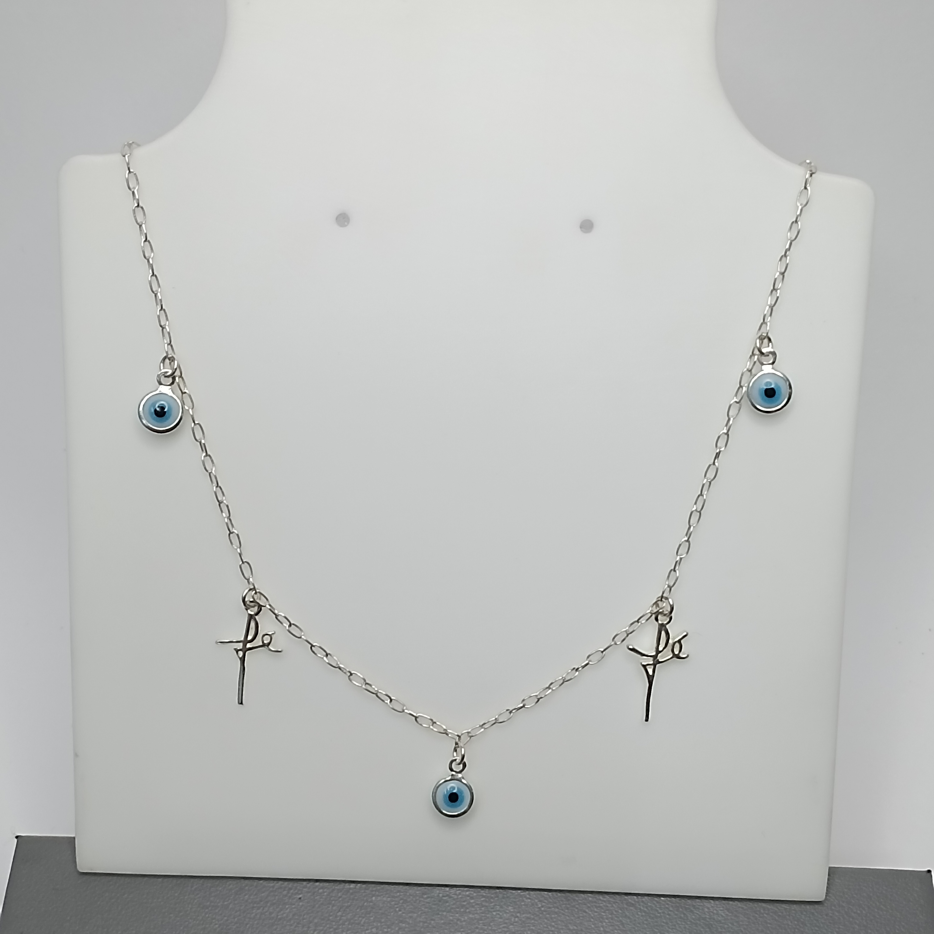 Gargantilha Choker Olho Grego E Fé Pendente Fio #G2-18