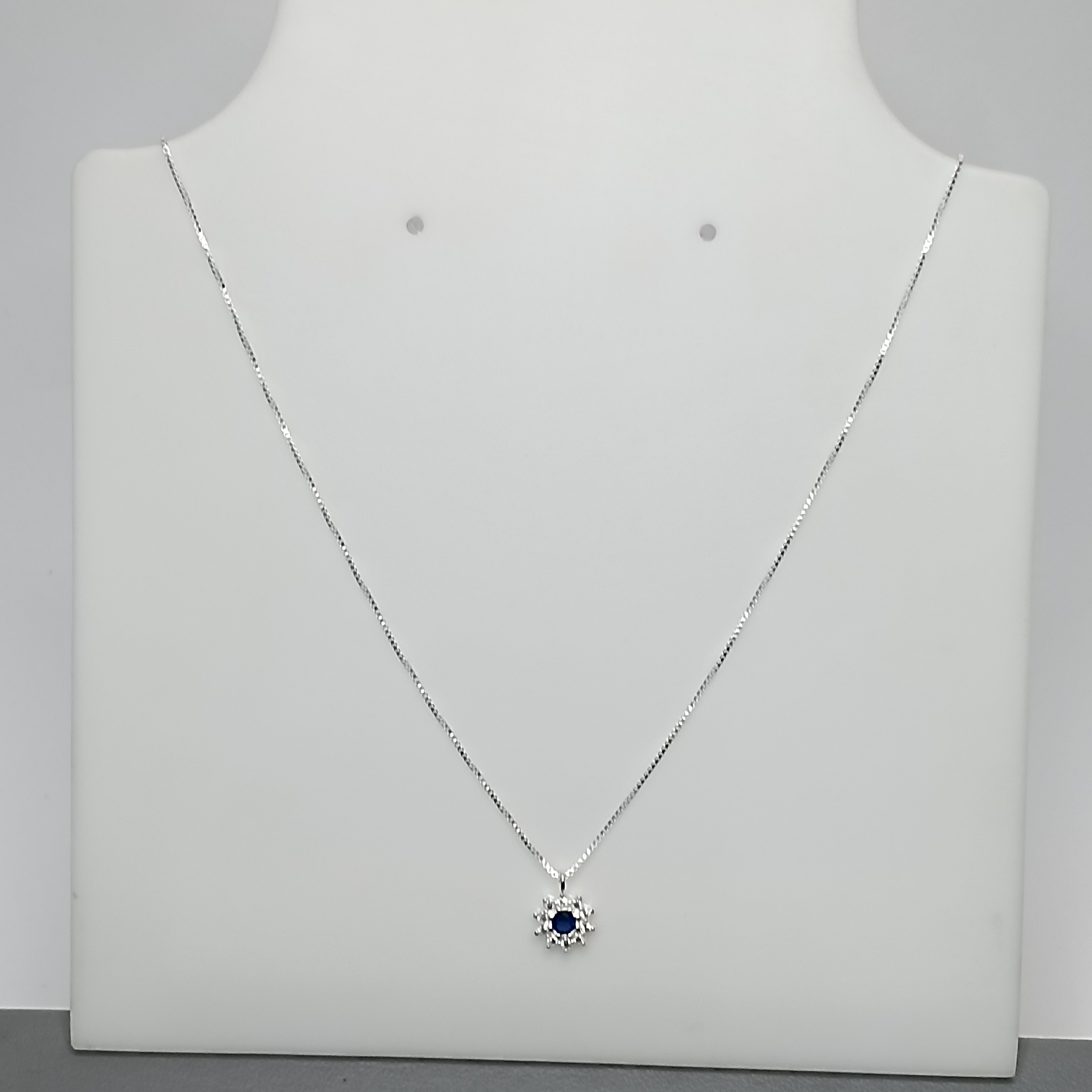 Gargantilha Tipo Chuveiro Zirconia Azul Borda Zirconia Branca #G3-11