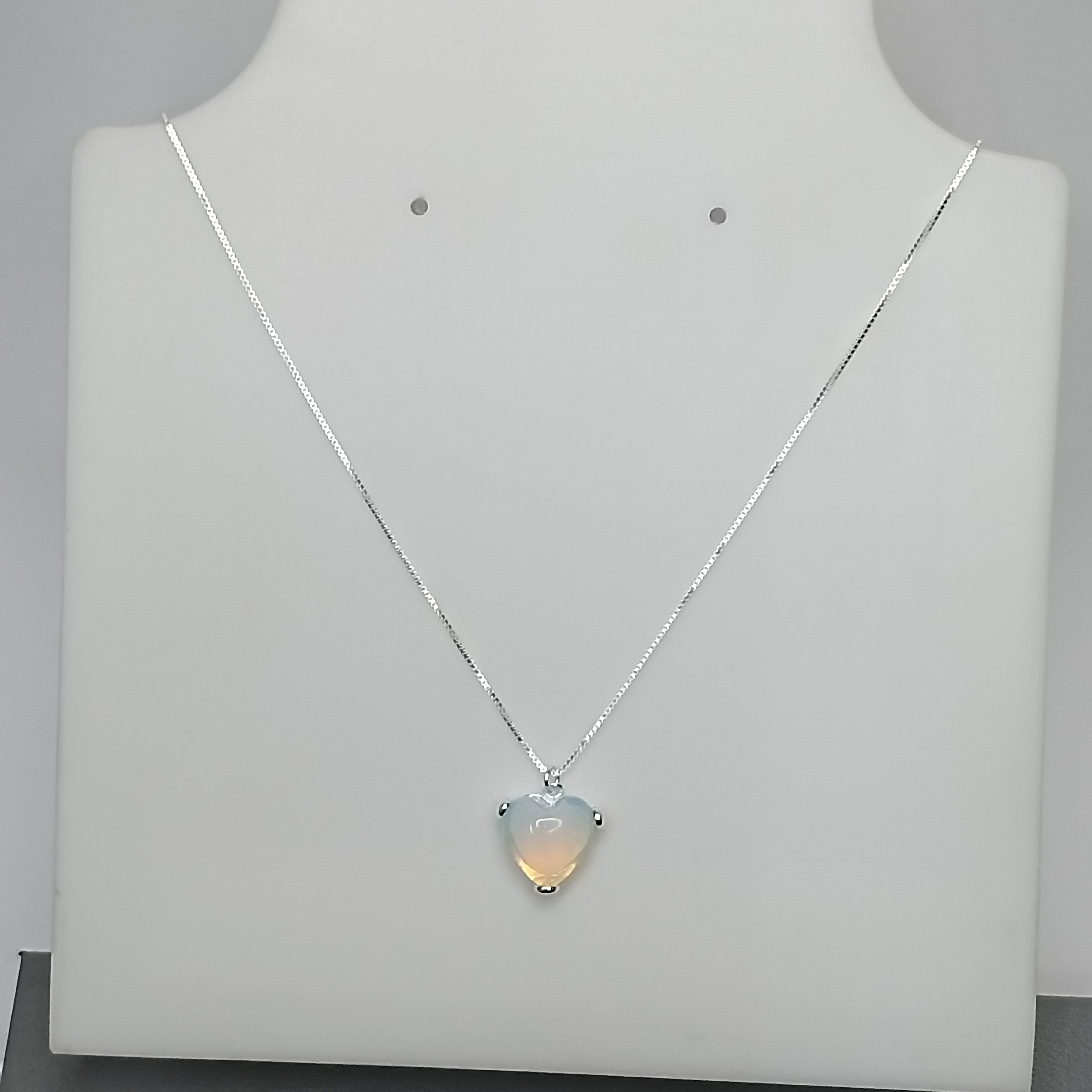 Gargantilha Coração Pedra Da Lua 45cm #G3-13