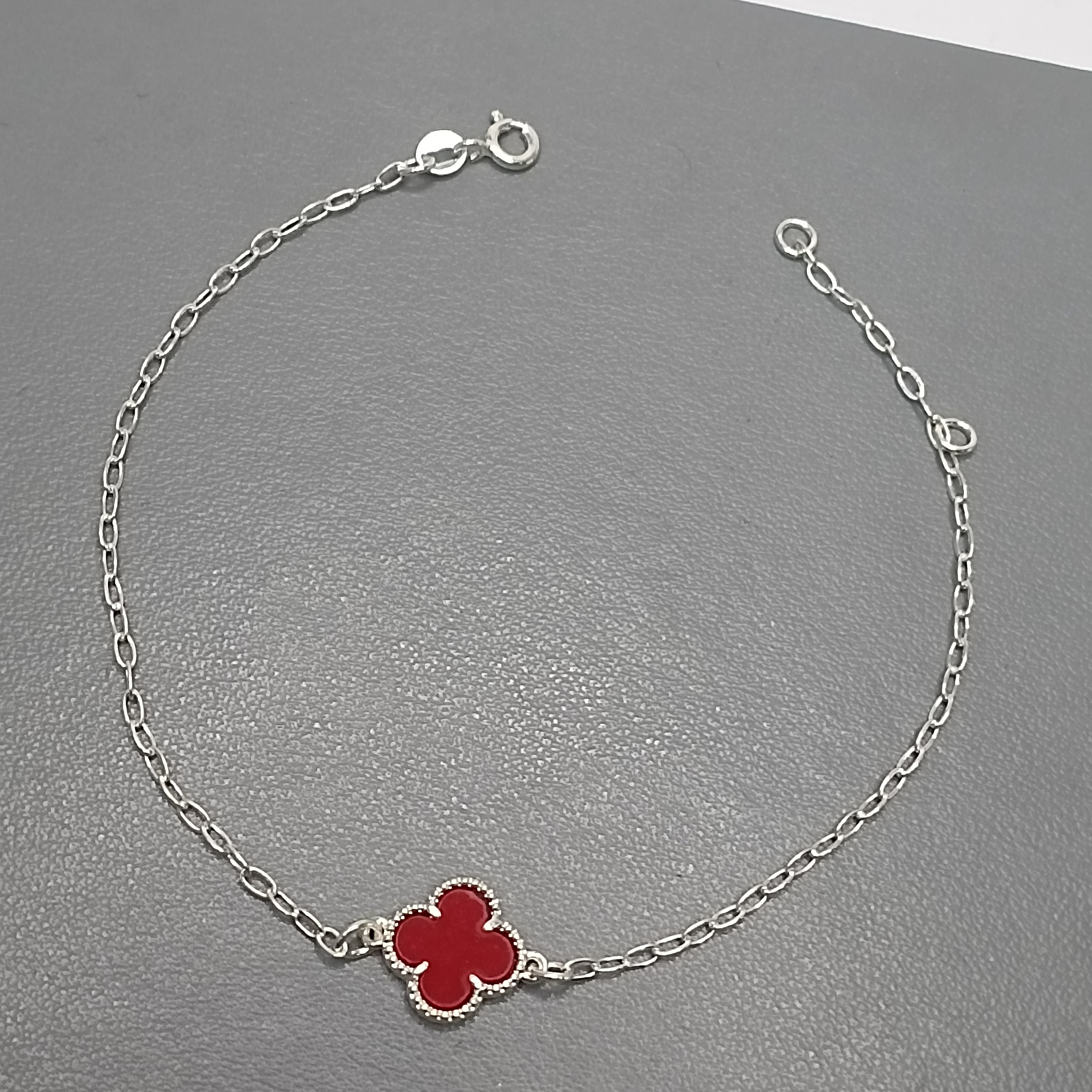 Pulseira Trevo Vermelho Liso Meio #MD