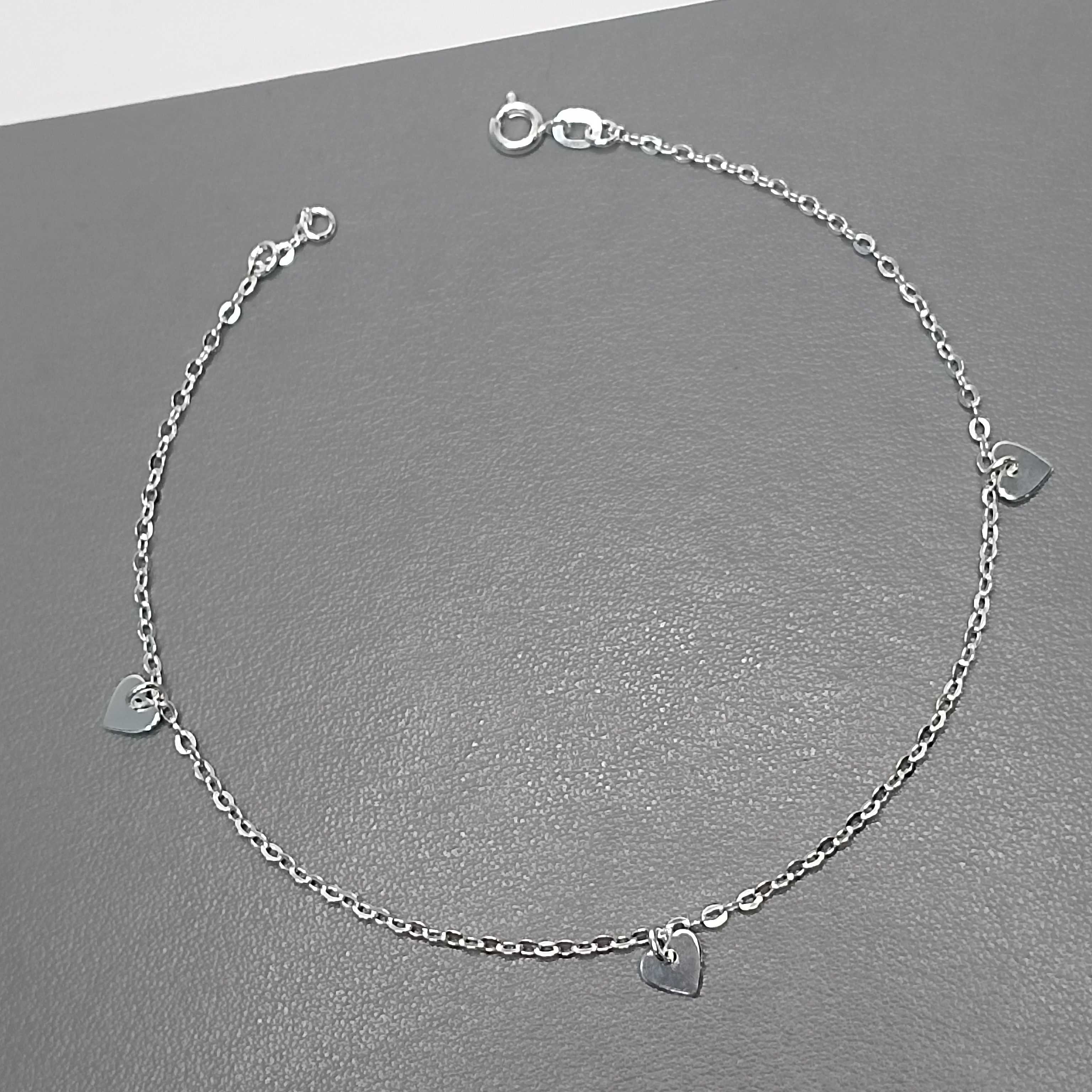 Tornozeleira 3 Corações Chapinha Pendente Fio #TOR-03