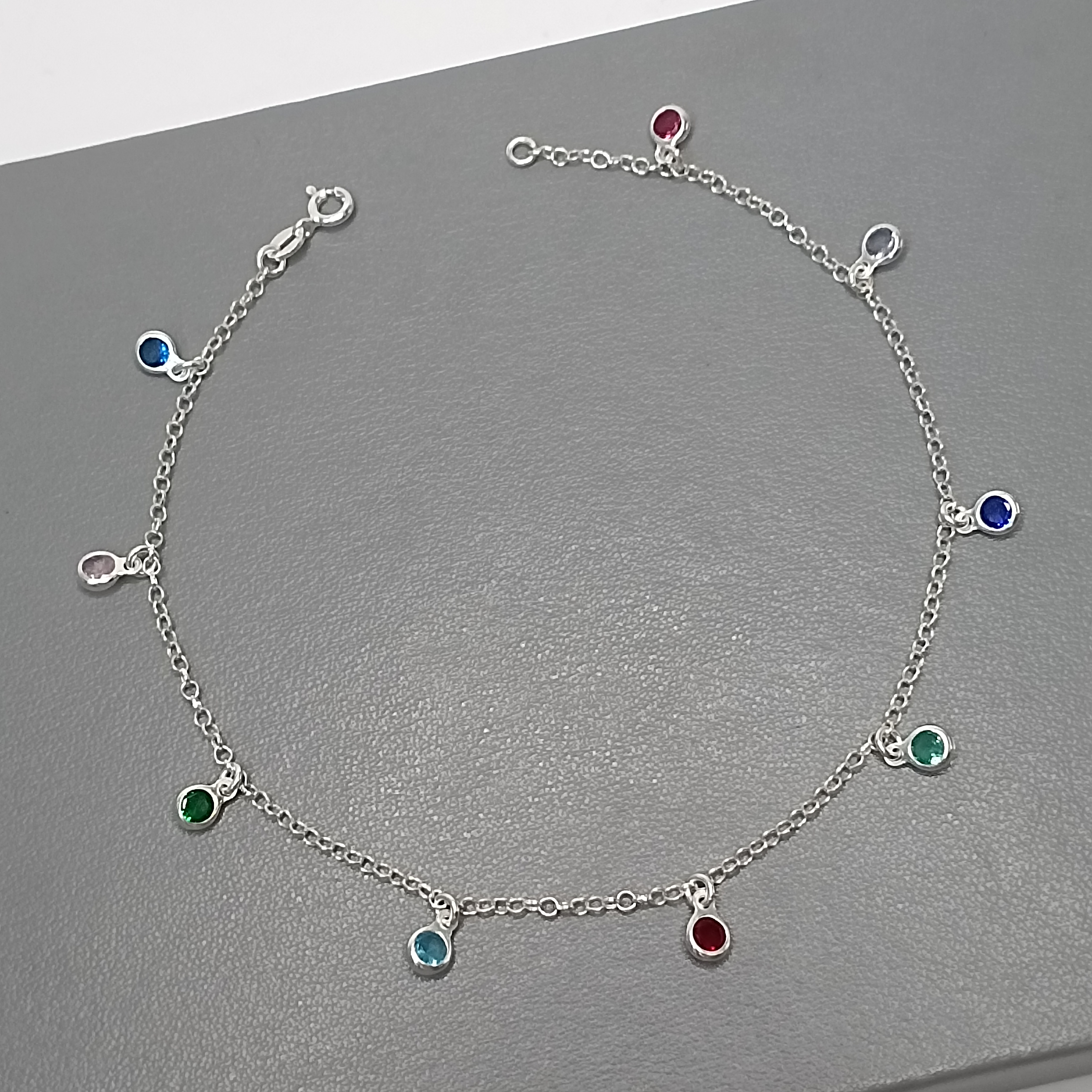 Tornozeleira 9 Zirconia Color Pendente Fio ARVAVVABR #TOR-07